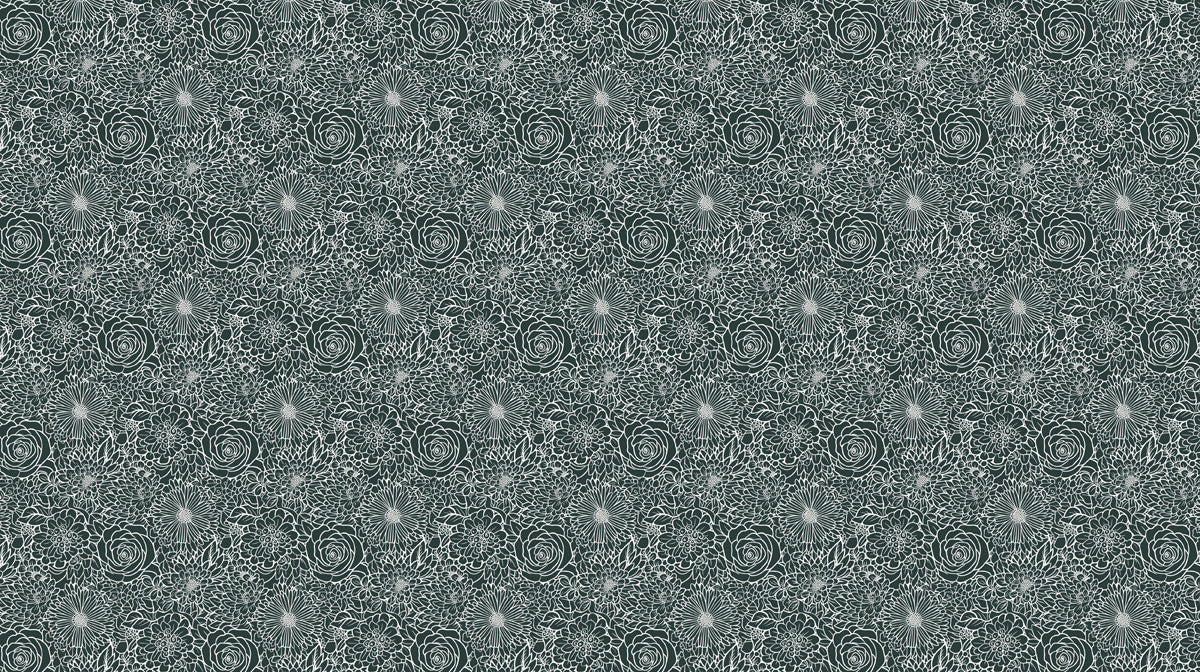 Dark Floral Silhouette Mural Wallpaper — Modern Botanical Style Mural Wallpaper - room preview 02