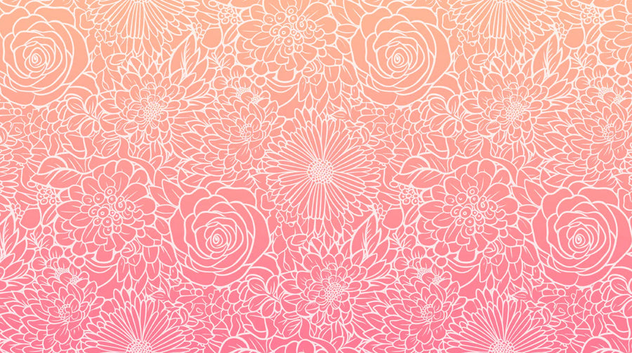 Ombre Wallpaper Mural – Gradient Wall Mural – Ombre Floral — Modern Pink Botanical Pattern printable artwork