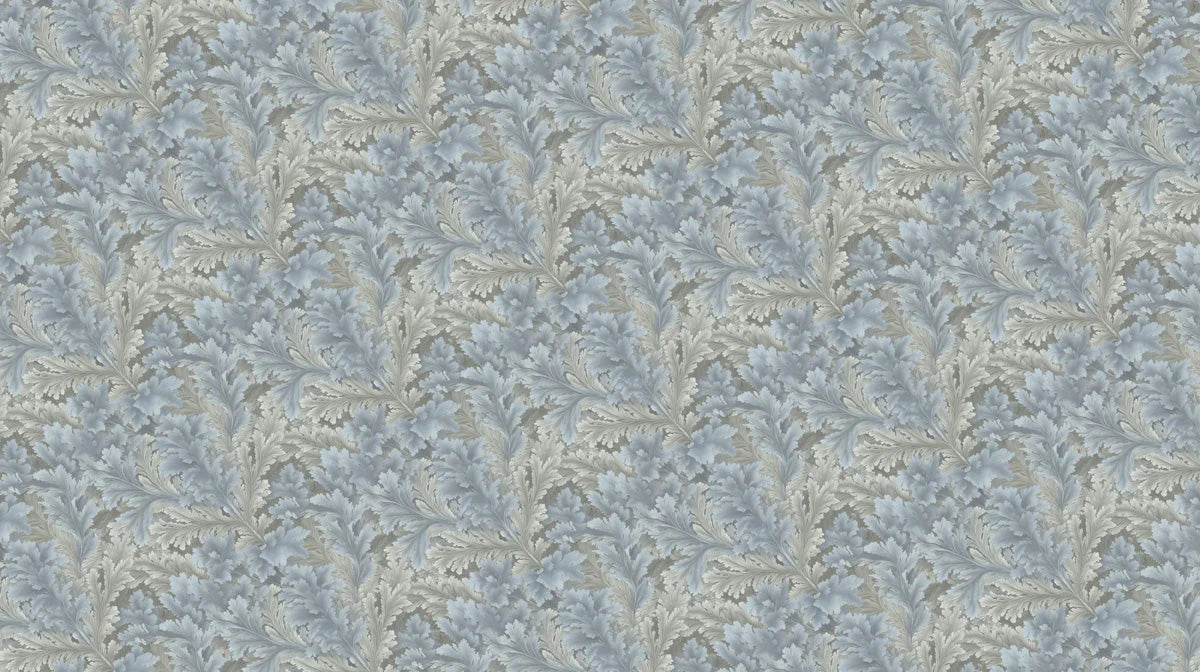 Blue Fern Botanical Mural Wallpaper — Subtle Foliage Design Mural Wallpaper - room preview 02