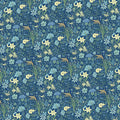Midnight Botanical Meadow Mural Wallpaper — Artistic Floral Design Mural Wallpaper - room preview 02