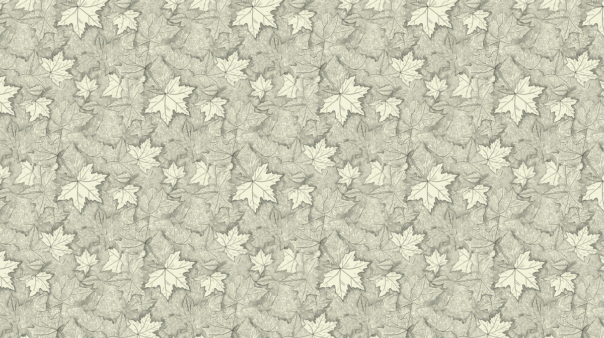Layered Maple Leaf Mural Wallpaper — Neutral Sketch Botanical Mural Wallpaper - room preview 02