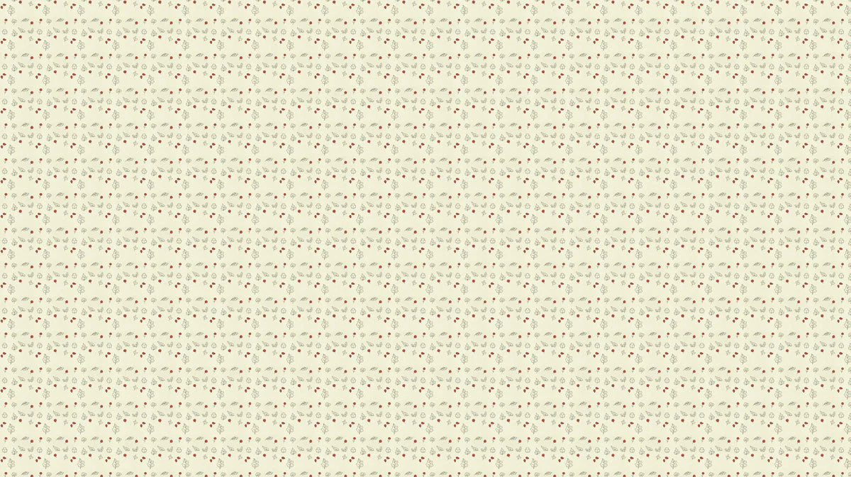 Rustic Botanical Berry Mural Wallpaper — Dotted Cream and Red Mural Wallpaper - room preview 02