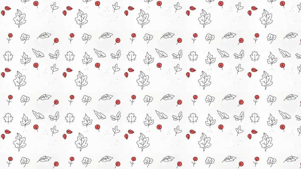 Rustic Autumn Leaves Mural Wallpaper — Minimalist Sketch Design Mural Wallpaper - room preview 02