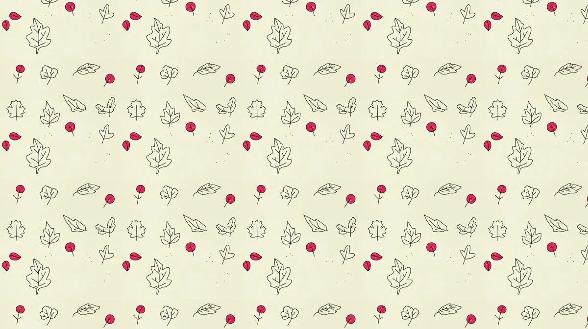 Autumn Leaf Sketch Mural Wallpaper — Minimalist Botanical Pattern Mural Wallpaper - room preview 02