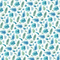 Coastal Palm Leaf Mural Wallpaper — Blue and Mint Tropical Print Mural Wallpaper - room preview 02