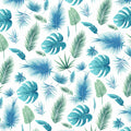 Tropical Blue and Green Leaf Mural Wallpaper —Vibrant Botanical Mural Wallpaper - room preview 02