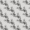 Monochrome Botanical Mural Wallpaper — Minimalist Floral Pattern Mural Wallpaper - room preview 02