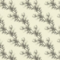 Vintage Botanical Sketch Mural Wallpaper — Soft Monochrome Mural Wallpaper - room preview 02