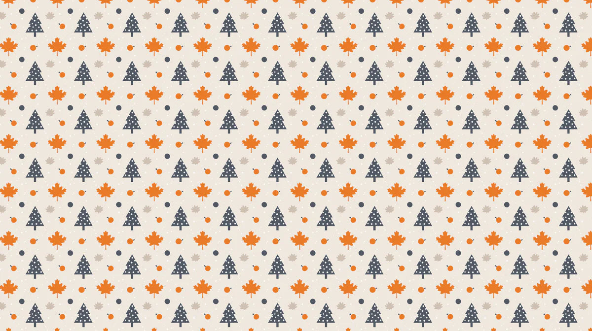 Autumn Leaf and Pine Geometric Mural Wallpaper - room preview 02