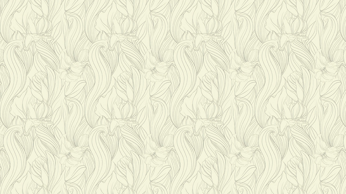 Minimalist Floral Line Art Mural Wallpaper — Cream and Sage Mural Wallpaper - room preview 02