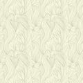 Minimalist Floral Line Art Mural Wallpaper — Cream and Sage Mural Wallpaper - room preview 02