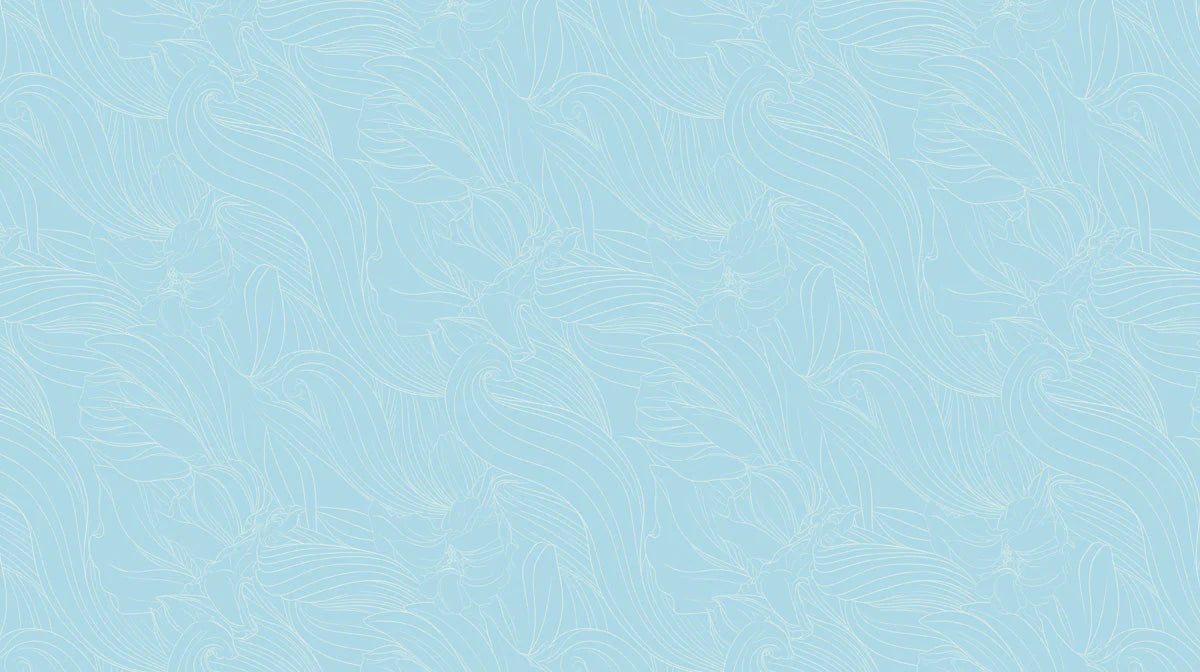 Floating Petal Mural Wallpaper — Soft Blue Line Art Mural Wallpaper - room preview 02