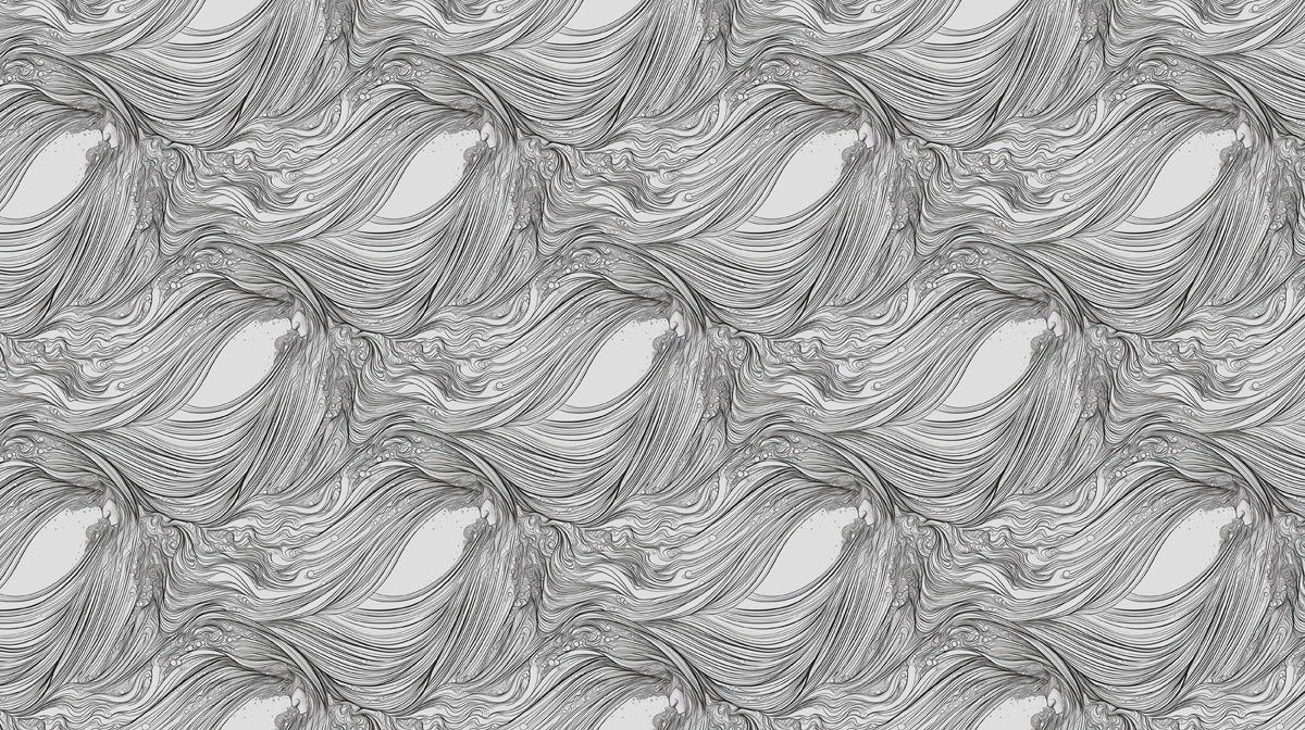 Fluid Wave Line Art Mural Wallpaper — Monochrome Abstract Design Mural Wallpaper - room preview 02