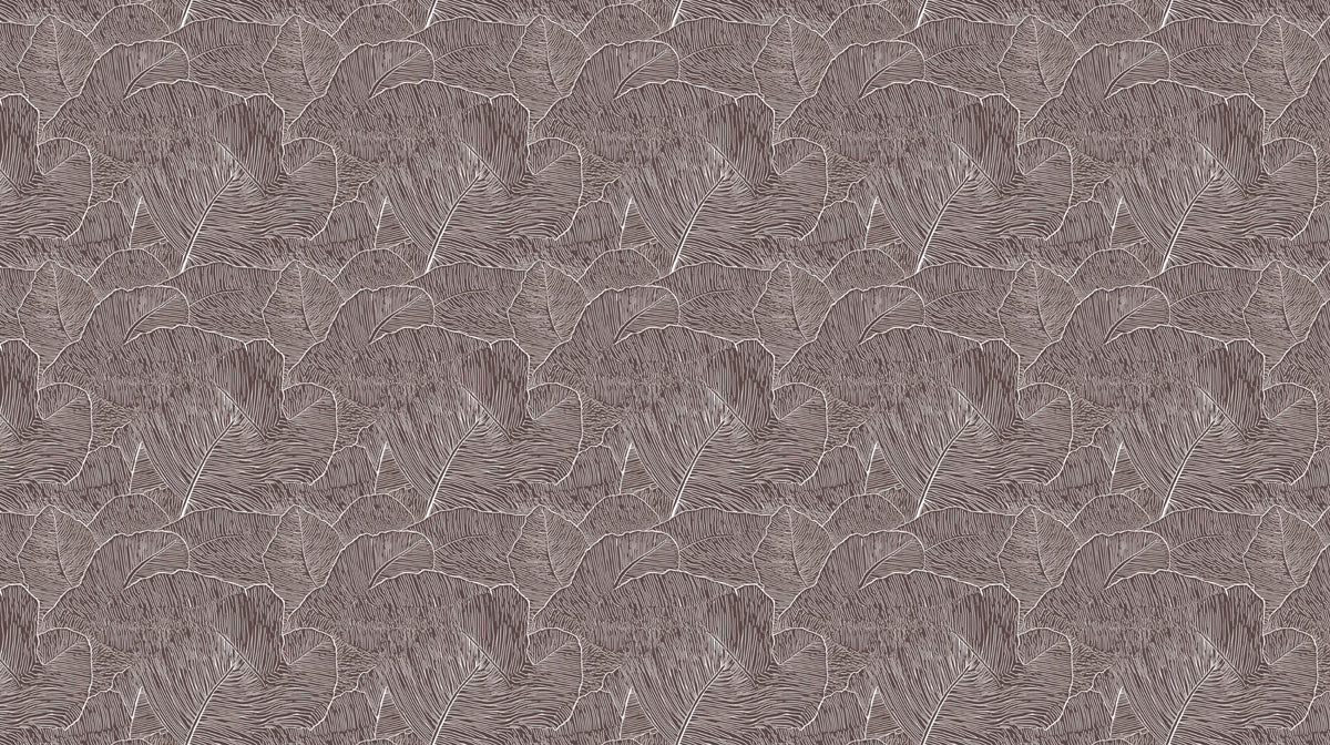 Etched Botanical Leaf Mural Wallpaper in Dusky Earth Brown Mural Wallpaper - room preview 02