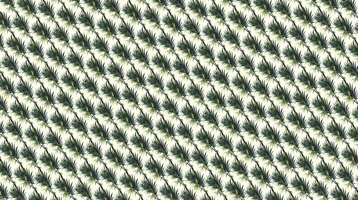 Diagonal Palm Frond Mural Wallpaper — Botanical Green Mural Wallpaper - room preview 02