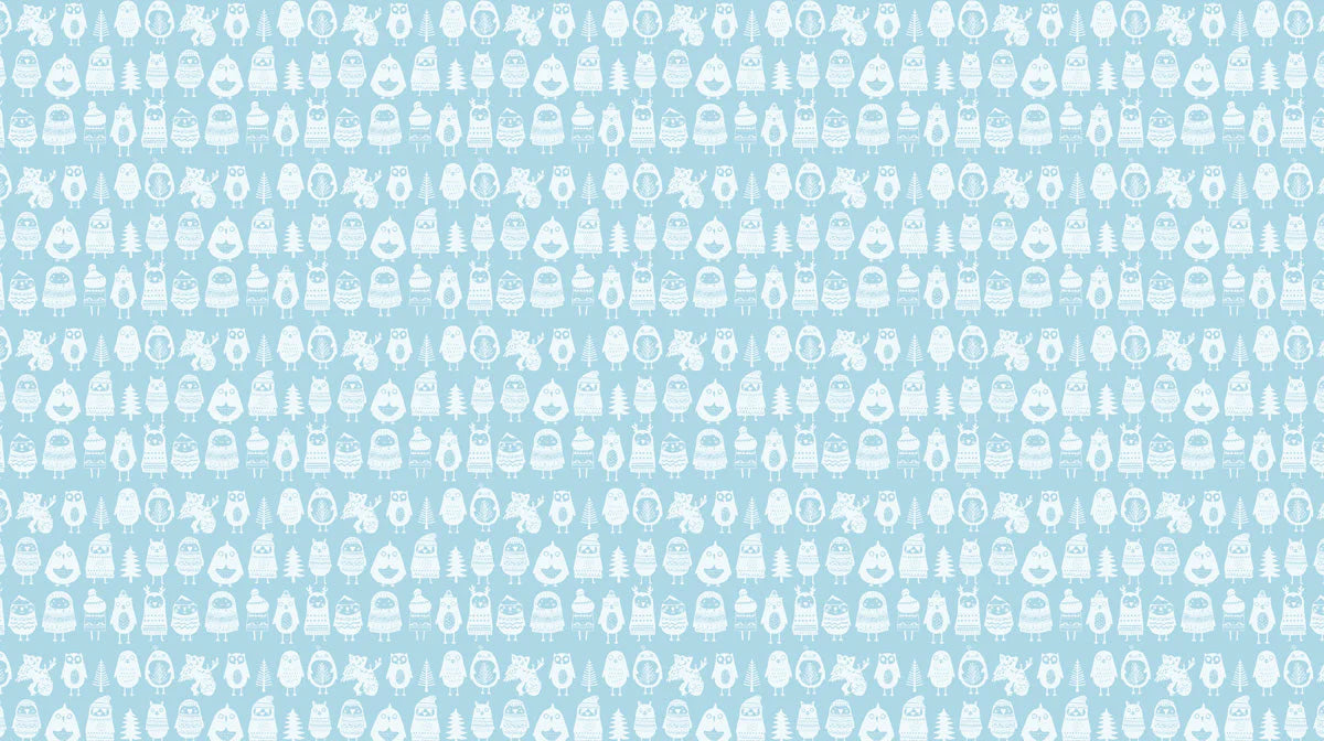 Nordic Woodland Animal Mural Wallpaper —Whimsical Soft Blue Mural Wallpaper - room preview 02