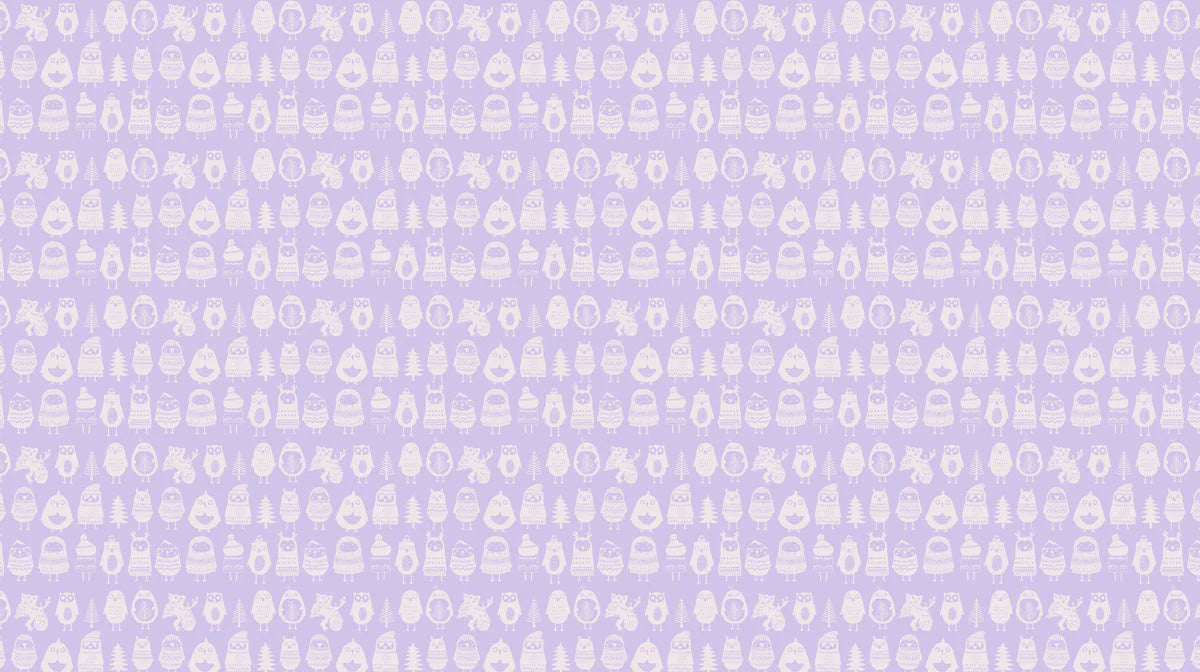 Forest Friends Mural Wallpaper —Whimsical Lavender and Cream Design Mural Wallpaper - room preview 02