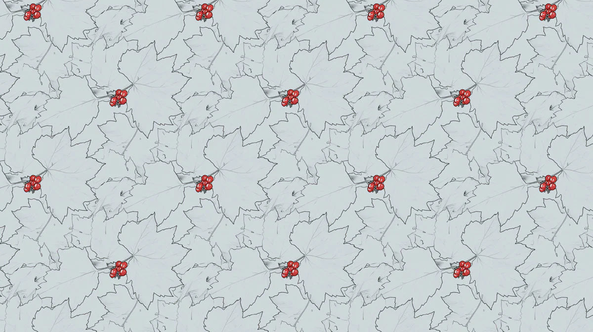 Botanical Berry Leaf Mural Wallpaper — Minimalist Line Art Design Mural Wallpaper - room preview 02