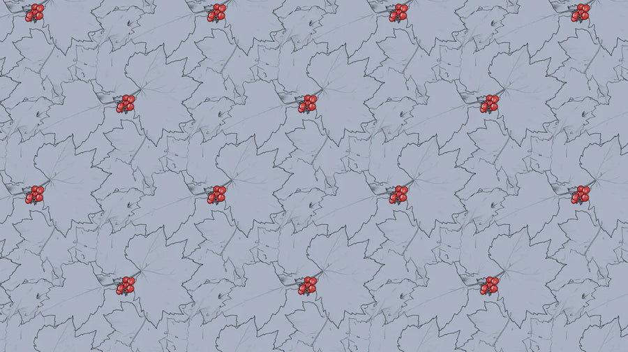 Papier Peint Mural Branche de Baies Botanique — Papier Peint Mural Bleu Ardoise Doux printable artwork