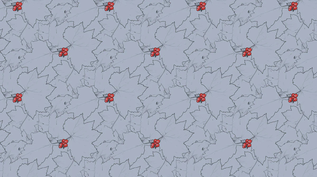 Botanical Berry Branch Mural Wallpaper — Soft Slate Blue Mural Wallpaper - room preview 02