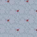 Botanical Berry Branch Mural Wallpaper — Soft Slate Blue Mural Wallpaper - room preview 02
