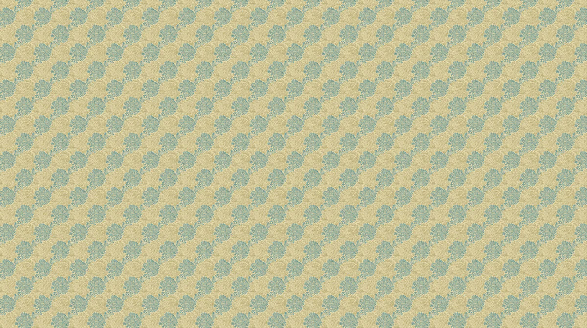 Vintage Floral Medallion Mural Wallpaper — Heritage Olive and Blue Mural Wallpaper - room preview 02