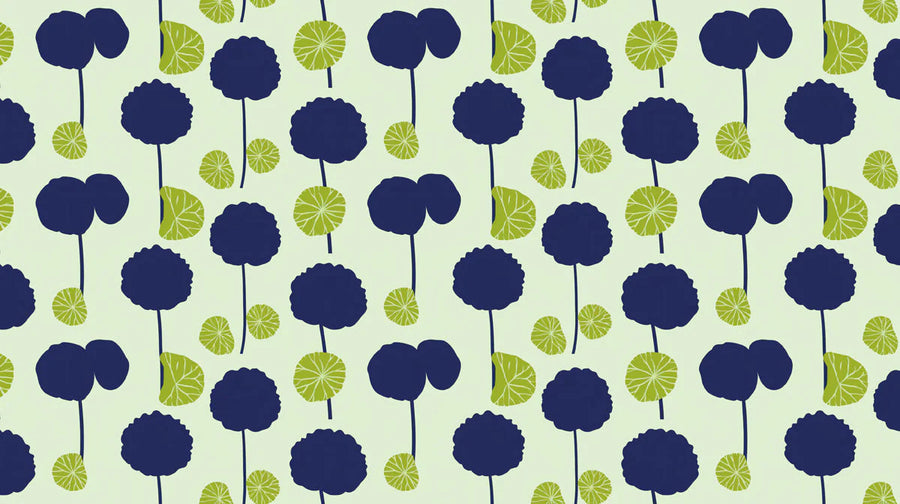 Papier peint mural floral abstrait marine et chartreuse printable artwork