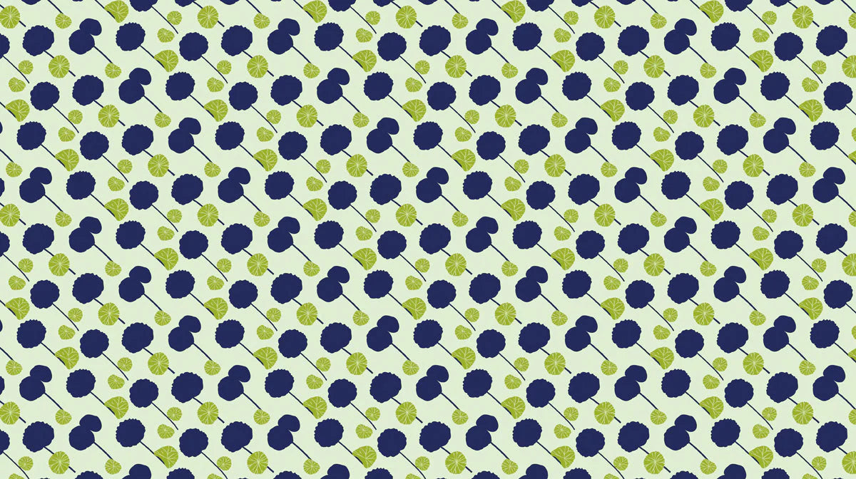 Abstract Floral Dandelion Mural Wallpaper — Modern Blue and Green Mural Wallpaper - room preview 02