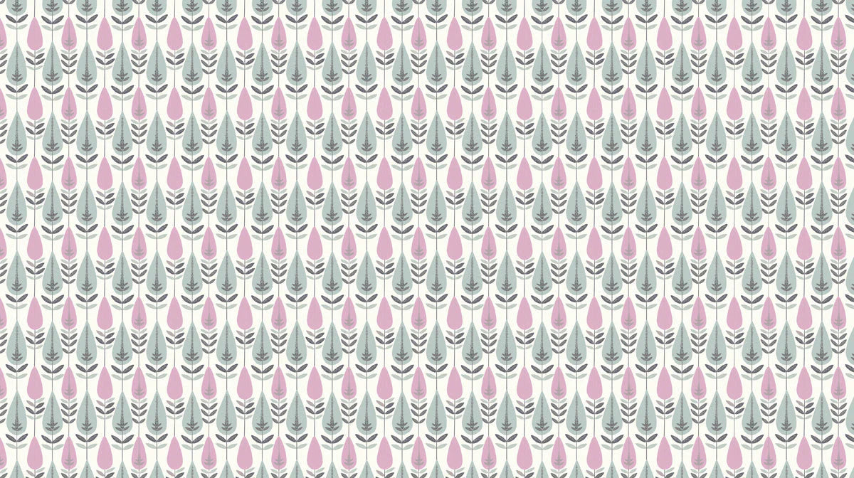 Stylized Botanical Leaf Mural Wallpaper — Soft Pastel Boho Pattern Mural Wallpaper - room preview 02