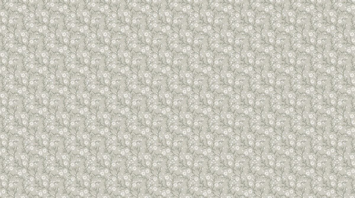 Dainty Sage Floral Mural Wallpaper — Soft Botanical Pattern Mural Wallpaper - room preview 02