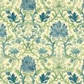 Heritage Floral Damask Mural Wallpaper in Teal and Sage Green Mural Wallpaper - room preview 02