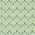 Vintage Damask Floral Mural Wallpaper — Soft Blue and Sage Green Mural Wallpaper - room preview 02