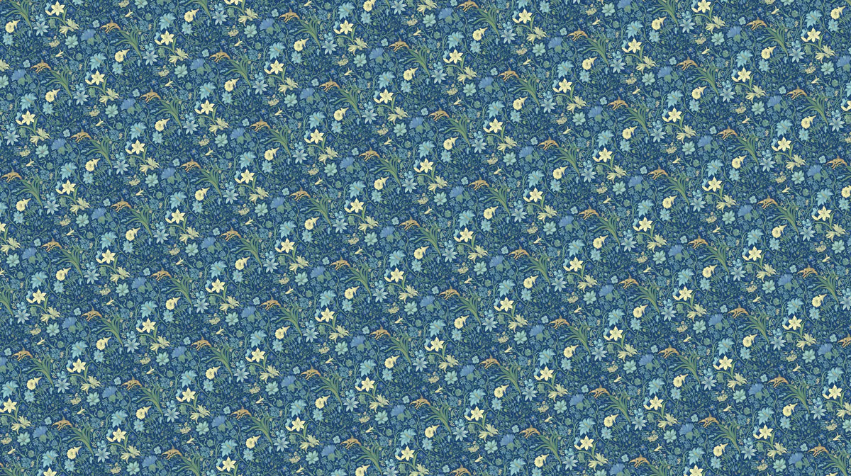 Midnight Meadow Floral Mural Wallpaper in Rich Blue and Cream Mural Wallpaper - room preview 02