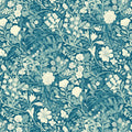 Dense Botanical Mural Wallpaper in Deep Teal and Ivory Mural Wallpaper - room preview 02