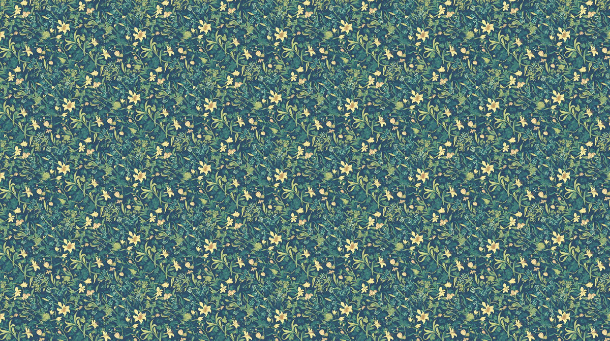 Meadow Bloom Floral Mural Wallpaper — Moody Botanical Print Mural Wallpaper - room preview 02