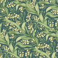 Vintage Botanical Mural Wallpaper — Deep Teal and Sage Green Leaf Mural Wallpaper - room preview 02