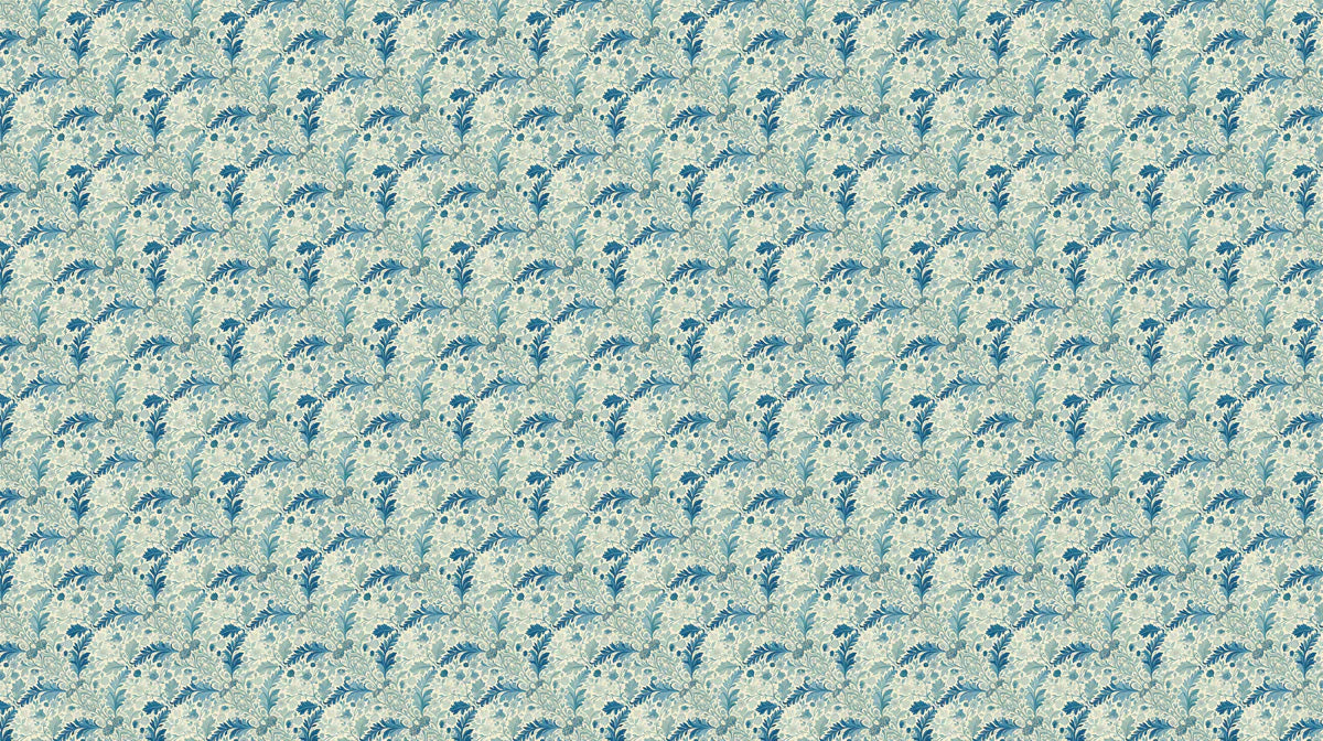 Blue Leafy Foliage Mural Wallpaper — Classic Botanical Pattern Mural Wallpaper - room preview 02