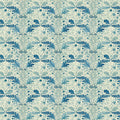 Blue Botanical Damask Mural Wallpaper — Heritage Floral Pattern Mural Wallpaper - room preview 02