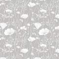 Minimalist Wildflower Meadow Mural Wallpaper — Soft Gray Botanical Mural Wallpaper - room preview 02