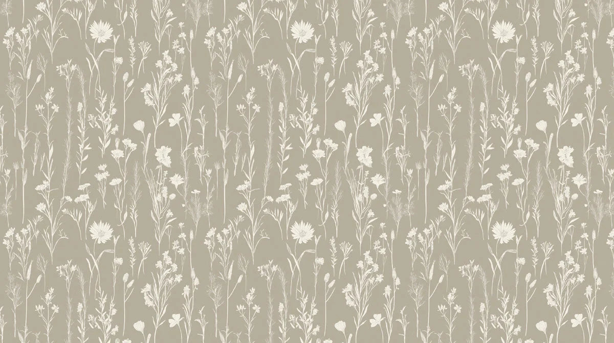 Meadow Wildflower Mural Wallpaper — Minimalist Earthy Design Mural Wallpaper - room preview 02
