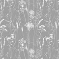 Meadow Grass Botanical Mural Wallpaper — Minimalist Gray and White Mural Wallpaper - room preview 02