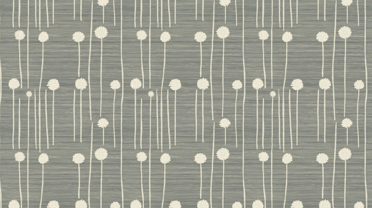 Minimalist Dandelion Meadow Mural Wallpaper — Charcoal and Cream Mural Wallpaper - room preview 02