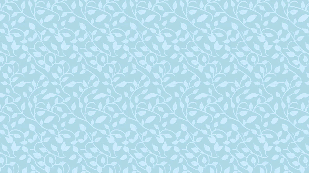 Sky Blue Botanical Leaf Mural Wallpaper — Delicate Vine Pattern Mural Wallpaper - room preview 02