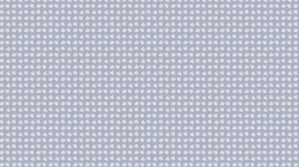 Minimalist Maple Leaf Mural Wallpaper — Soft Periwinkle Blue Mural Wallpaper - room preview 02