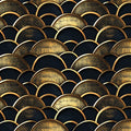 Golden Fan Scales Mural Wallpaper — Art Deco Geometric Pattern Mural Wallpaper - room preview 02