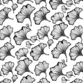 Ginkgo Leaf Sketch Mural Wallpaper — Minimalist Monochrome Art Mural Wallpaper - room preview 02
