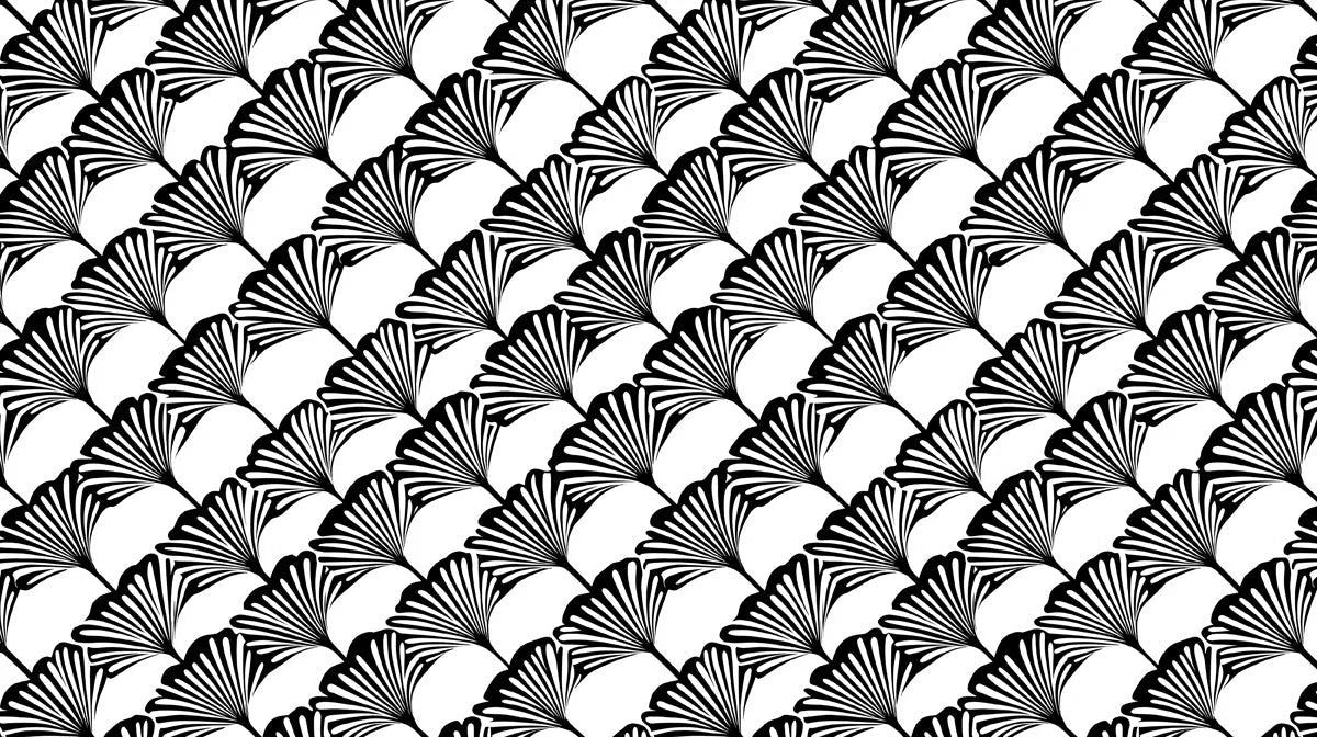 Ginkgo Leaf Geometric Mural Wallpaper — Modern Monochrome Mural Wallpaper - room preview 02