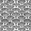 Ginkgo Fan Silhouette Mural Wallpaper — Art Deco Graphic Print Mural Wallpaper - room preview 02