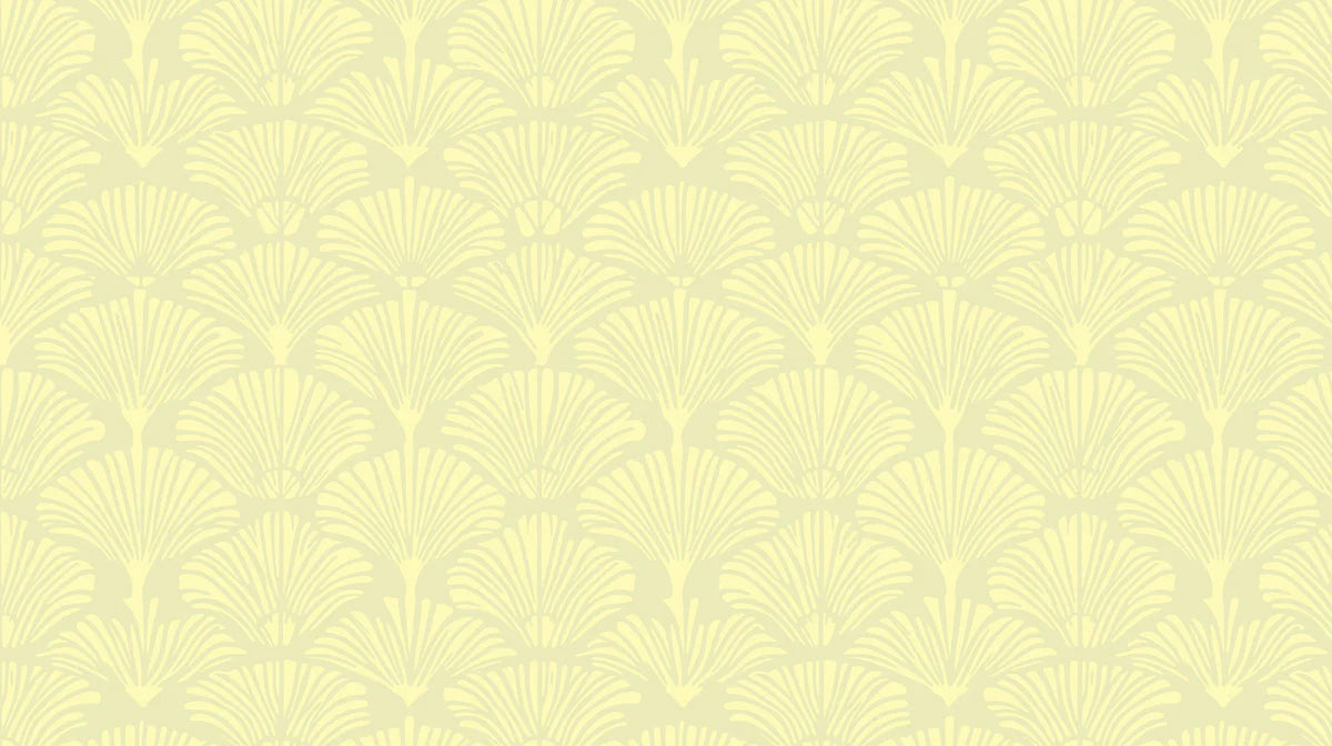 Ginkgo Fan Botanical Mural Wallpaper — Soft Yellow Pattern Mural Wallpaper - room preview 02