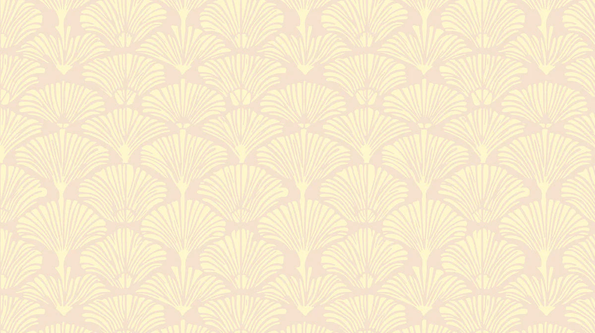 Ginkgo Fan Mural Wallpaper in Soft Clay and Pale Cream Mural Wallpaper - room preview 02